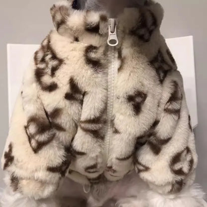 Dog clothes winter schnauzer fah bichon teddy small and medium-sized dog cat smoked fur coat to keep warm