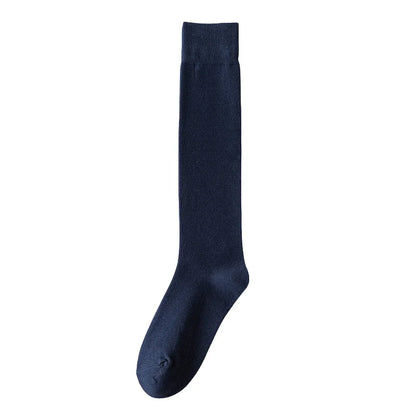 Men's Cotton Knee-high Socks Breathable Comfortable Casual Sock Fashion High Quality Solid Color Soft Male Sox Sweat-absorbing