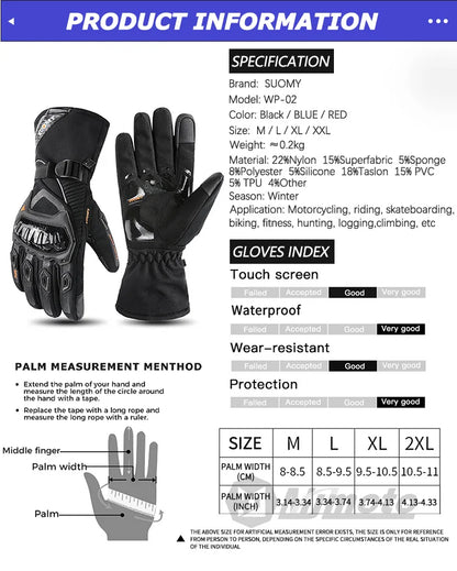 Winter Motorcycle Gloves Windproof Waterproof Guantes Moto Men Motorbike Riding Gloves Touch Screen Moto Motocross Gloves