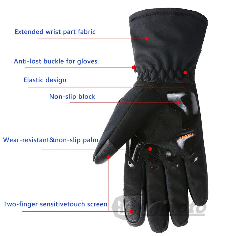 Winter Motorcycle Gloves Windproof Waterproof Guantes Moto Men Motorbike Riding Gloves Touch Screen Moto Motocross Gloves