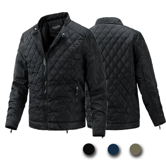 Men Solid Color Jacket Classic Stitched Thickened Autumn and Winter Warm High Quality Cotton-padded Casual Coat