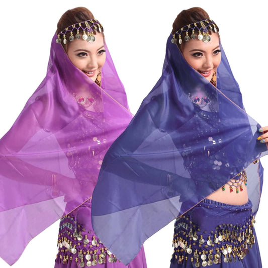 Women Fashion Headdress Chiffon Scarf Headwear Belly Dancing Costume Stage Accessories