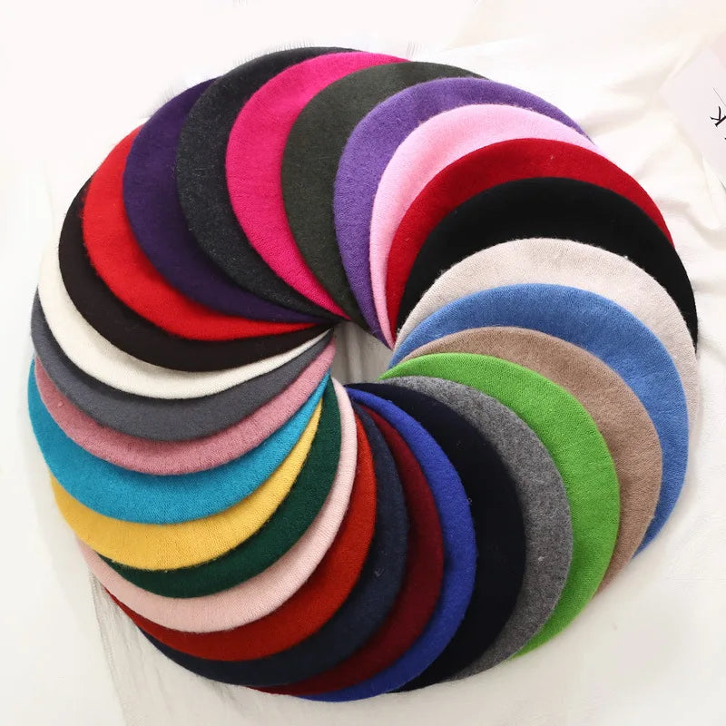 Women Wool Berets French Artist Style Warm Winter Beanie Hat Retro Plain Beret Solid Color Elegant Lady All Matched Autumn Caps