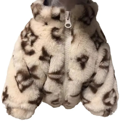 Dog clothes winter schnauzer fah bichon teddy small and medium-sized dog cat smoked fur coat to keep warm